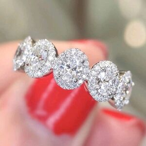 Sterling Silver NEW Halo Cubic Zirconia Wedding Engagement Ring SIZE 7